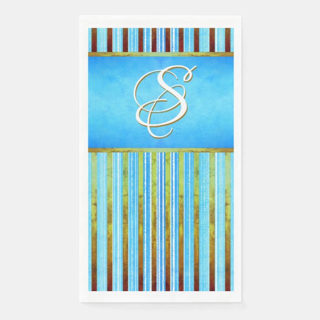 Turquoise, Green, and White Stripes Napkin (Front)