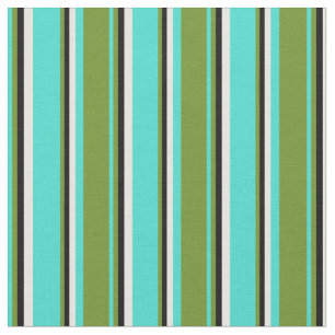 Turquoise, Green, Black & White Colored Pattern Fabric