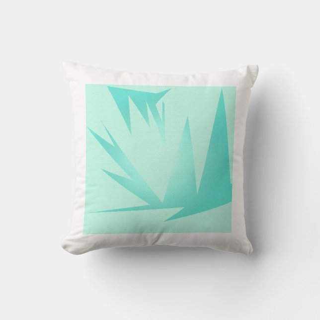 Turquoise Green Blue Abstract Art Cushion (Front)