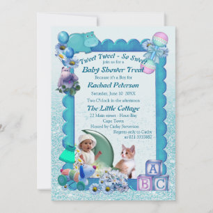 Turquoise Green Blue Baby Shower Invitation