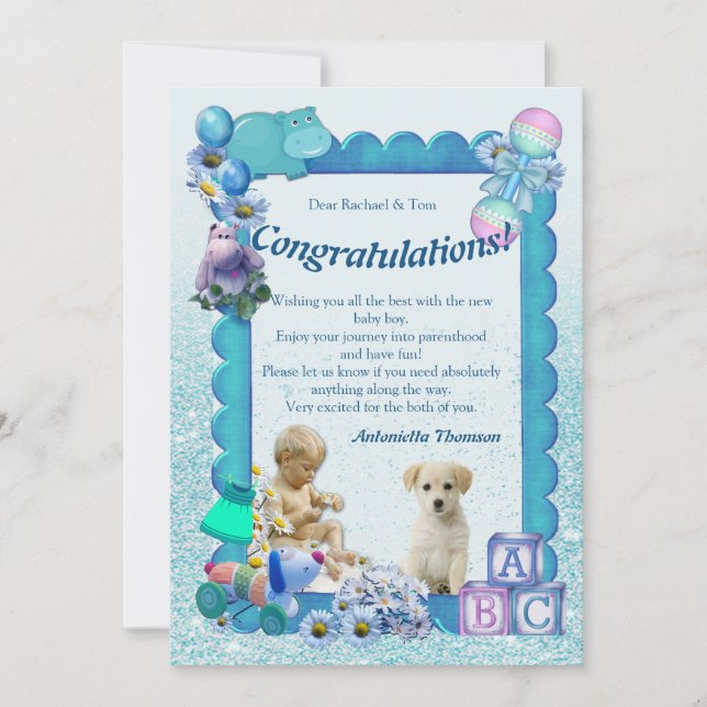 Turquoise Green Blue Baby Shower Invitation (Front)
