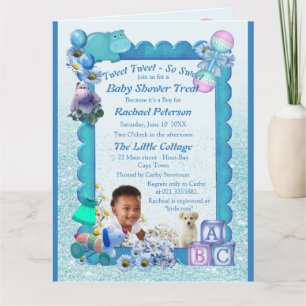 Turquoise Green Blue Baby Shower Invitation