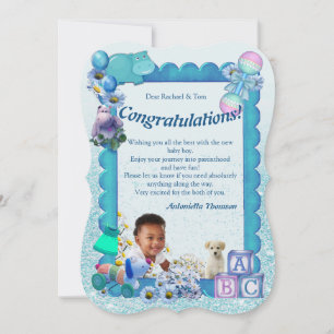 Turquoise Green Blue Congratulations Thank You Card