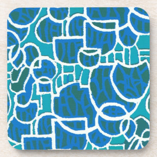 Turquoise, Green, Blue Cork-backed Coasters