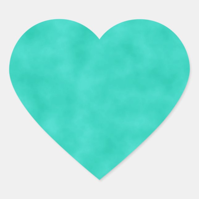 Turquoise Green-Blue Marbleised Heart Sticker (Front)
