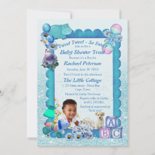Turquoise Green Blue Photo-frame Baby Shower Thank You Card