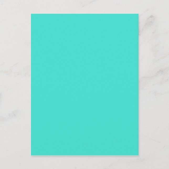 Turquoise Green-Blue Solid Colour Postcard (Front)