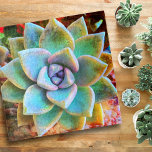 Turquoise Green Cactus Photo Bold Vibrant Square Jigsaw Puzzle<br><div class="desc">I’ve always been mesmerised by the durability and beauty of cacti, which thrive in the harshest of conditions. Embrace the splendour of the desert with this stunning distressed look, close-up photo of a turquoise, green and purple cactus, jigsaw puzzle. Makes a great uplifting and inspirational gift! Choose from five different...</div>