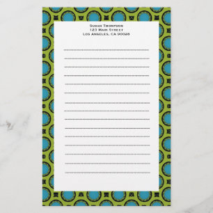 turquoise green circles stationery