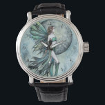 Turquoise Green Fairy Fantasy Art Watch<br><div class="desc">"Fearless" © Molly Harrison  www.mollyharrisonart.com</div>