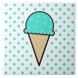 Turquoise Green Ice Cream Cone Tile