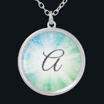 *~* Turquoise & Green Light Burst Sparkle Monogram Silver Plated Necklace<br><div class="desc">JEWELRY WITH INTENTION (R) - Energetically Enhanced Jewellery. As a professional distance spiritual energy healer since 2001, I have learned, developed and utilised the power of energy healing intention. All my JEWELRY WITH INTENTION (R) carries the healing energy of positive manifestation. This JEWELRY is ready to receive your own personal...</div>