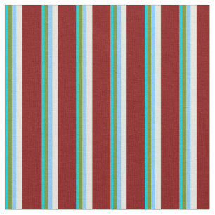 Turquoise, Green, Light Sky Blue, Beige & Maroon Fabric
