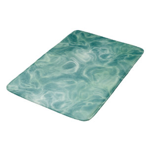 Turquoise Green Marble Abstract Bath Mat