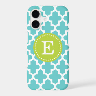 Turquoise & Green Modern Moroccan Custom Monogram