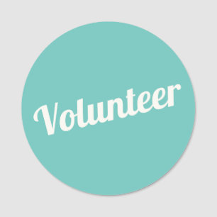 Turquoise Green Pin-back Volunteer Buttons Name Tag