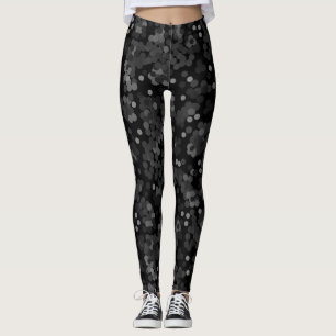 Turquoise green polka dot pattern on black leggings