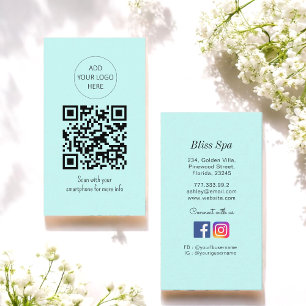 Turquoise Green QR Code Spa Salon Business Card