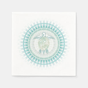 Turquoise Green Turtle Mandala Napkin