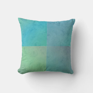 Turquoise Green Watercolor Geometric Pattern Art Cushion