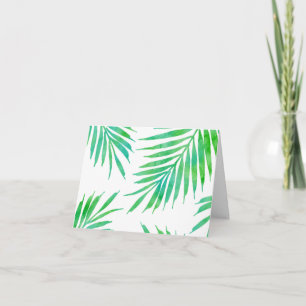 Turquoise Green Watercolor Palm Fronds Note Card