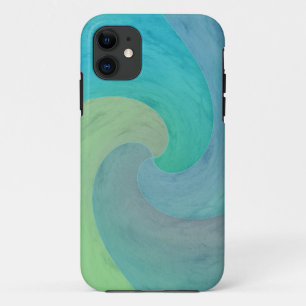 Turquoise Green Watercolor Wave Modern Art iPhone 11 Case