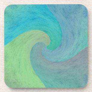 Turquoise Green Watercolor Wave Modern Art Coaster