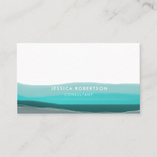 Turquoise Green Watercolor Waves Business Card