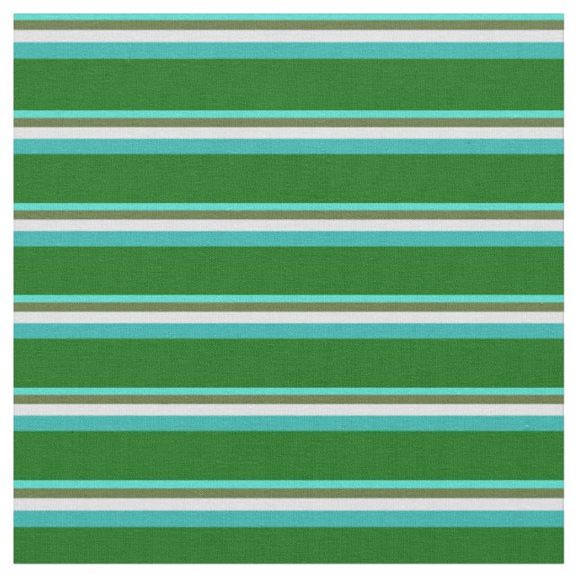 Turquoise, Greens, Lavender, Dark Green Fabric (Close Up)
