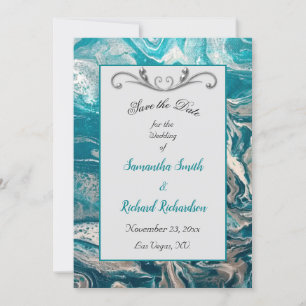 Turquoise Grey Abstract Save the Date