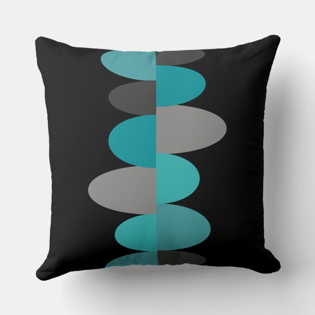Turquoise, Grey and Black   Cushion (Back)