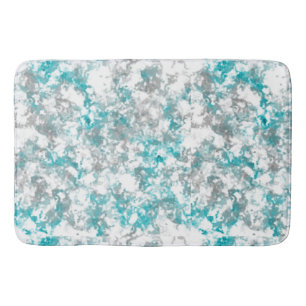 Turquoise grey and white abstract  bath mat