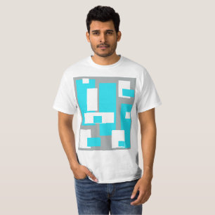 Turquoise, grey and white blocks T-Shirt