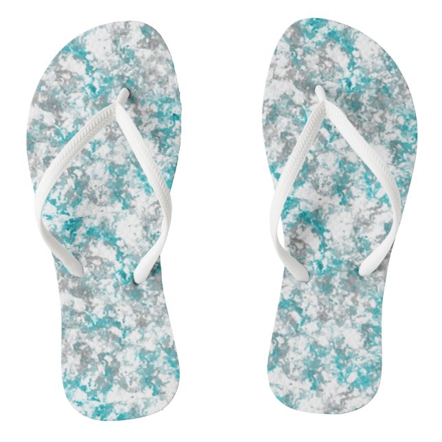 Turquoise grey and white marble flip flops (Footbed)
