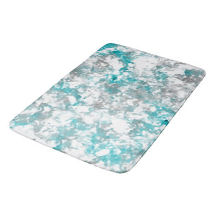 Turquoise grey and white marble texture bath mat