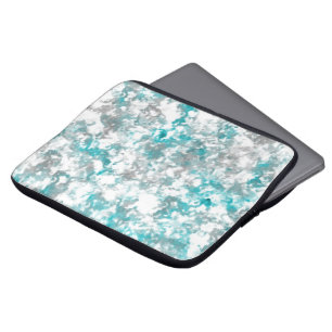 Turquoise grey and white marble texture laptop sleeve