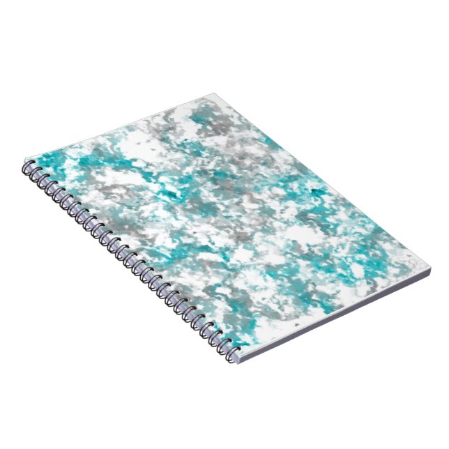 Turquoise grey and white marble texture notebook (Right Side)
