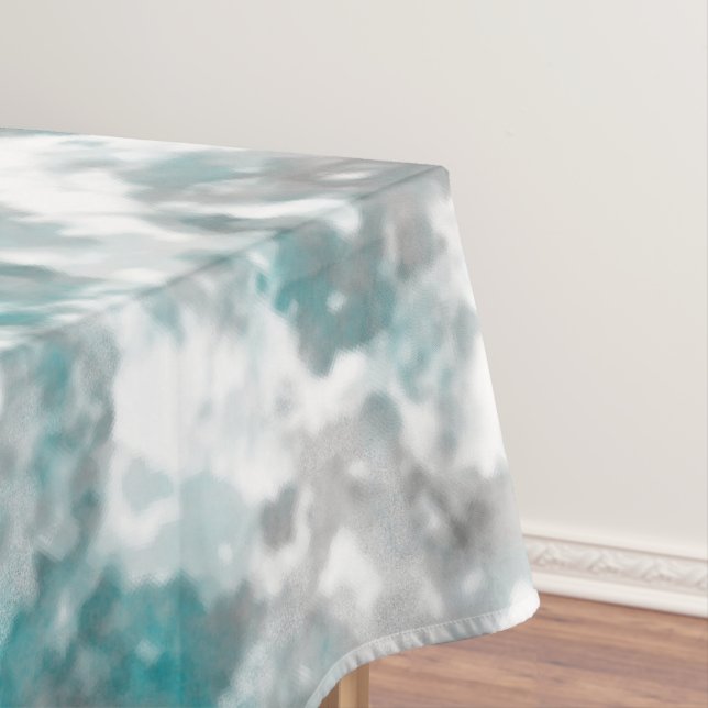 Turquoise grey and white marble texture tablecloth (In Situ)
