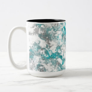 Turquoise grey and white marble texture Two-Tone coffee mug