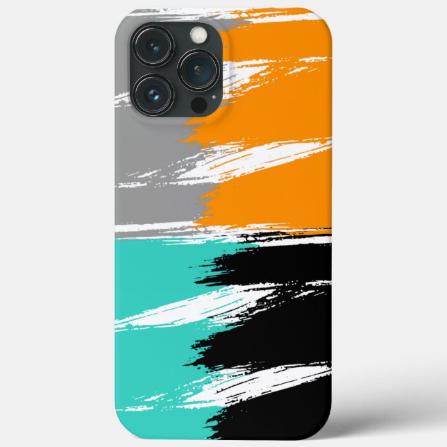 Turquoise Grey Black Orange Brush Stroke Paint Case-Mate iPhone Case (Back)