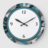 Turquoise Grey Black & White Modern Floral Border