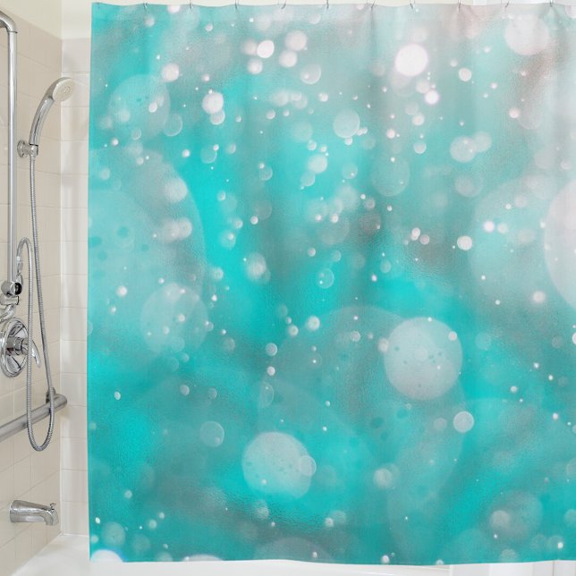 Turquoise grey bubbles shower curtain (Creator Uploaded)