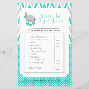 Turquoise & Grey Elephant Baby Shower - Price
