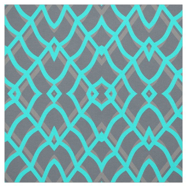 Turquoise & Grey Geometric Fabric (Swatch)