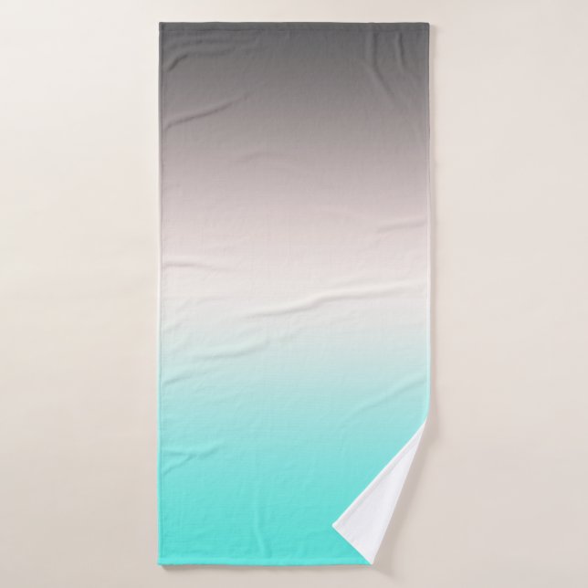 Turquoise grey Ombre Bath Towel (Bath Towel)