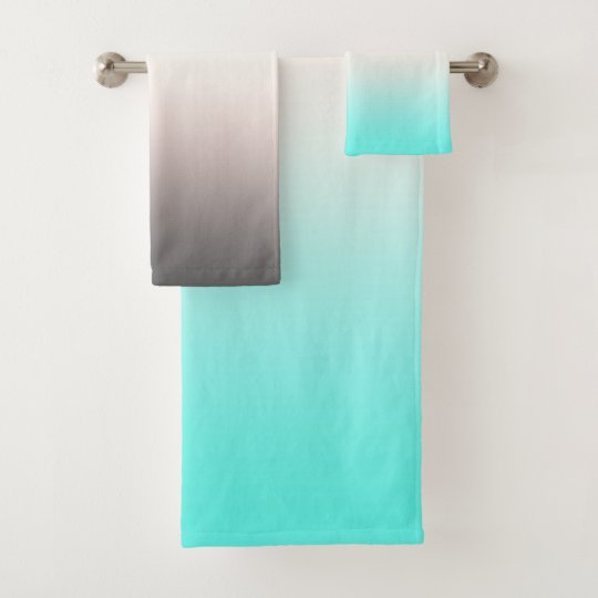 Turquoise grey Ombre Bath Towel Set Zazzle.co.uk