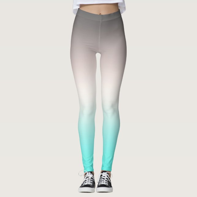 Turquoise grey Ombre Leggings (Front)