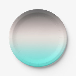 Turquoise grey Ombre Paper Plate