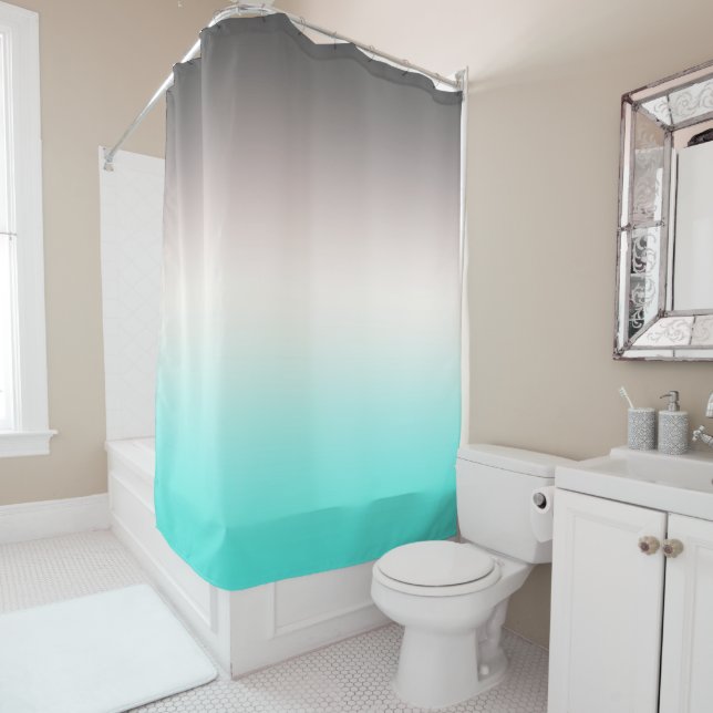 Turquoise grey Ombre Shower Curtain (In Situ)