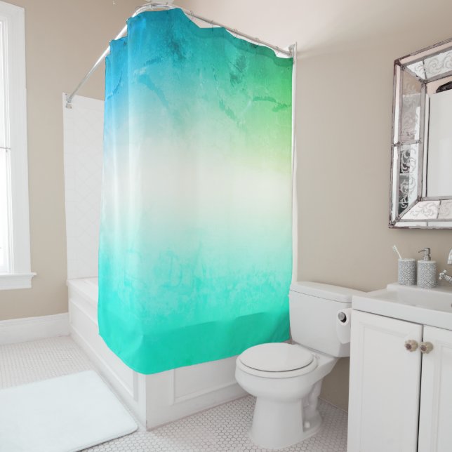 Turquoise grey Ombre Shower Curtain (In Situ)